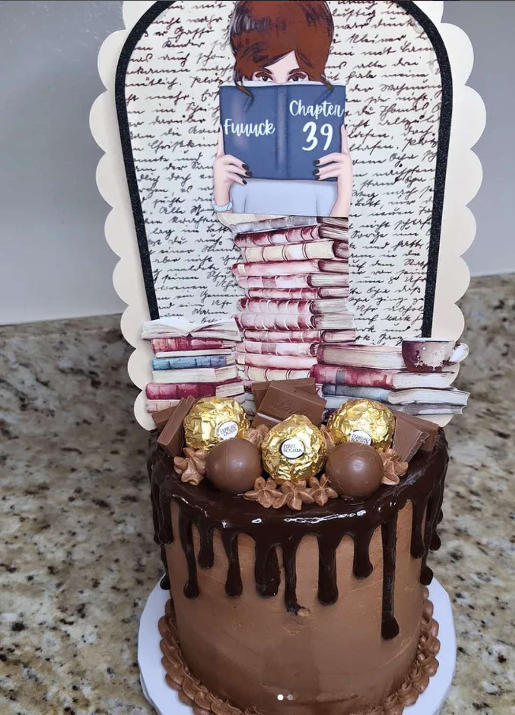 Book Themed Drip Cake